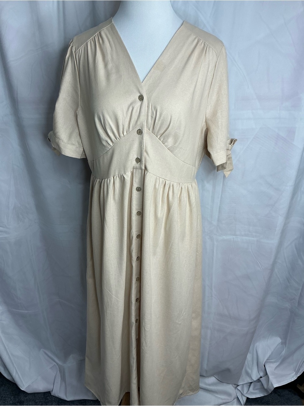 2359 - Amanda Collection Boho V-Neck Button-Front Midi Dress - Picture 2 of 9